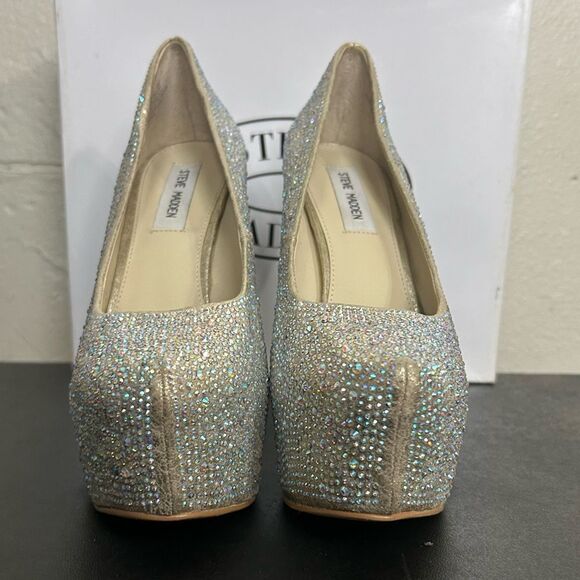 Steve Madden DEEVAA Champagne Glittery platform heels Size 9 - Picture 2 of 8